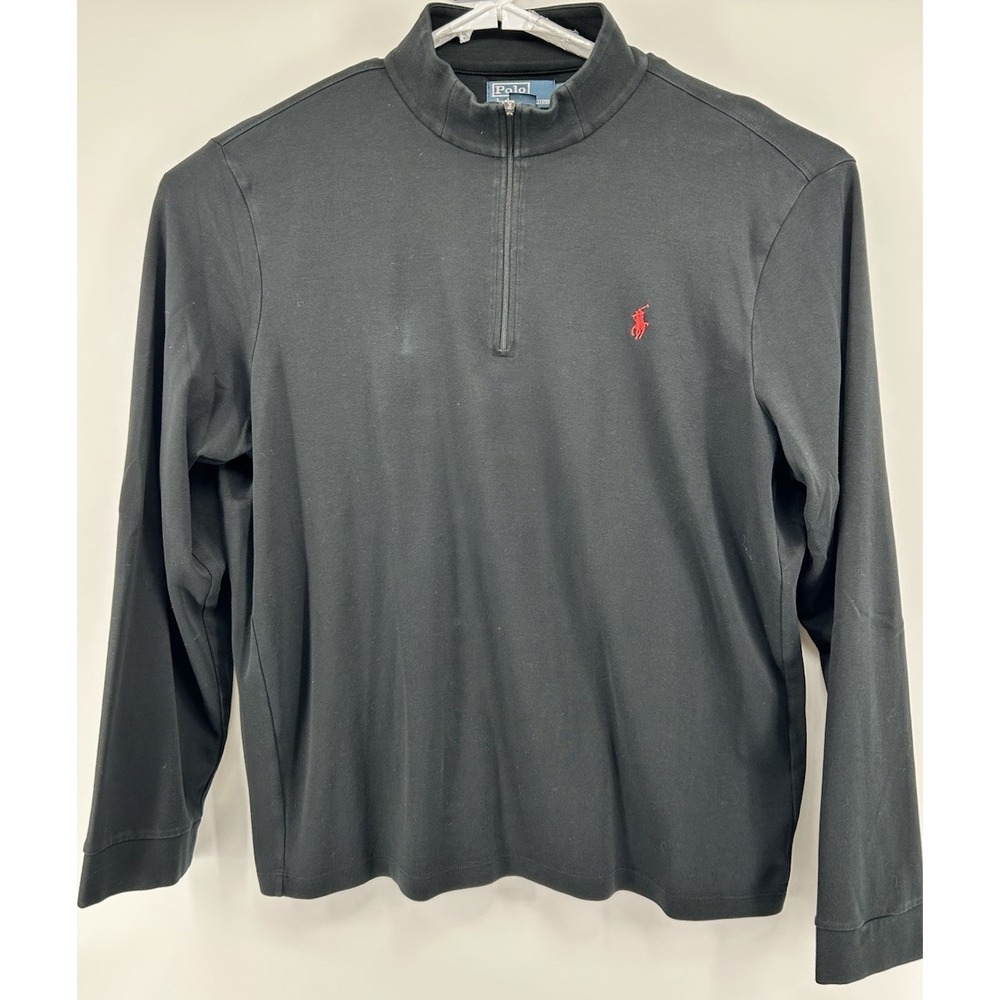 Polo Ralph Lauren‎ Pima Cotton Long Sleeve Quarter Zip Pullover Black Size 2XL